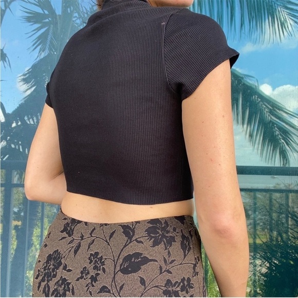 Express Y2k Ribbed Zipper Crop Top - Picture 3 of 8